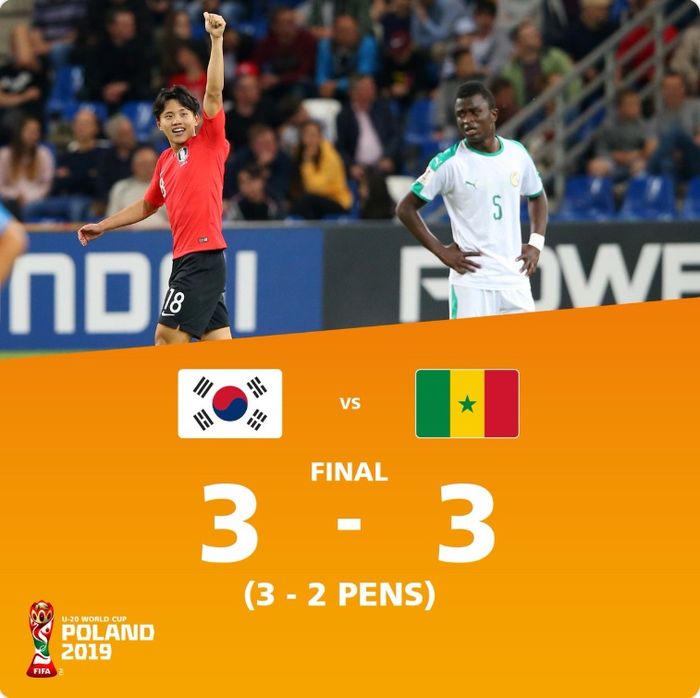 Korea Selatan lolos ke babak semifinal Piala Dunia U-20 2019 setelah melewati pertandingan paling seru di turnamen.