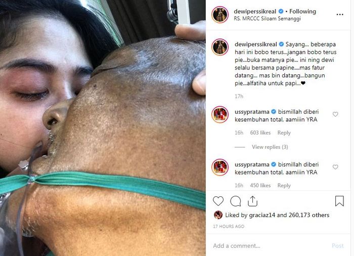 Unggahan Dewi Perssik tentang kondisi sang ayah (Instagram/dewiperssikreal)