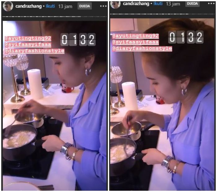 Jauh-jauh ke Singapura, Ayu Ting Ting kepergok masak Indomie di dapur.