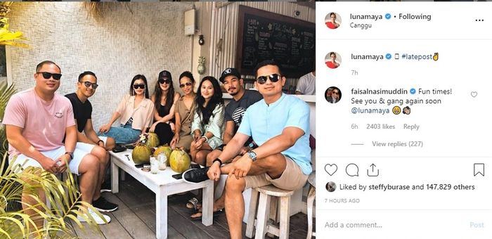 Komentar Faisal Nasimuddin di Unggahan Luna Maya