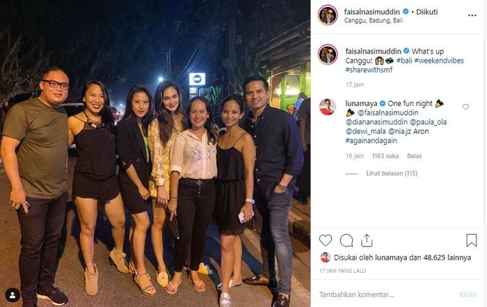 Momen liburan Faisal Nasimuddin dan Luna Maya di Bali beberapa waktu lalu.