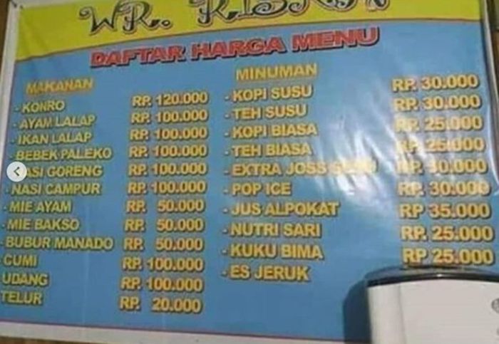 Warung makan Riska yang dikatakan menjual menu dengan harga selangit