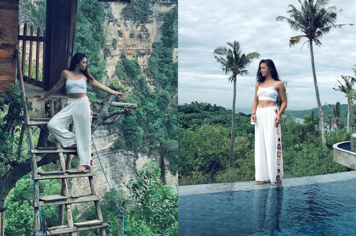 Penampilan seksi Anglea Gilsha saat traveling