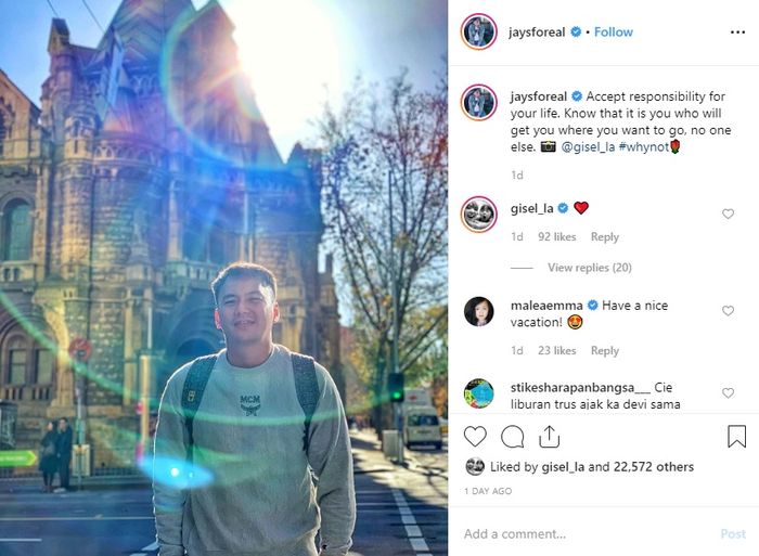 Unggahan Wijaya Saputra Saat Berlibur ke Benua Australia