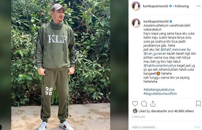 Suami Kartika Putri Tampil Berbeda, Netizen: Kayak Masih Umur 25 Tahun!| Instagram @kartikaputriworld