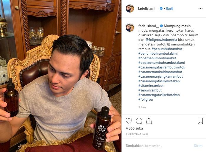 Fadel Islami endorse produk penumbuh rambut