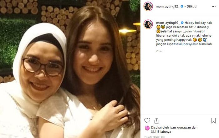 Umi Kalsum doakan <a href='https://pontianak.tribunnews.com/tag/ayu-ting-ting' title='Ayu Ting Ting'>Ayu Ting Ting</a> yang pilih libur seorang diri