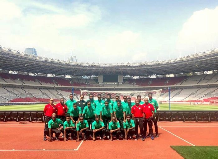 Skuat timnas Vanuatu mengunjungi Stadion Utama Gelora Bung Karno (SUGBK), Jumat (14/6/2019), pagi.