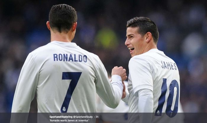 Cristiano Ronaldo dan James Rodriguez sewaktu masih bersama-sama bermain untuk Real Madrid