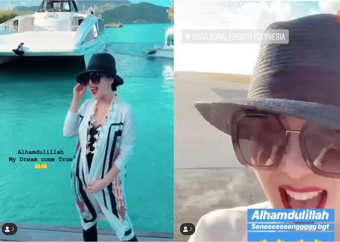 Syahrini memperlihatkan pemandangan laut biru di pulau Bora Bora. (Instagram.com/@princessyahrini) 
