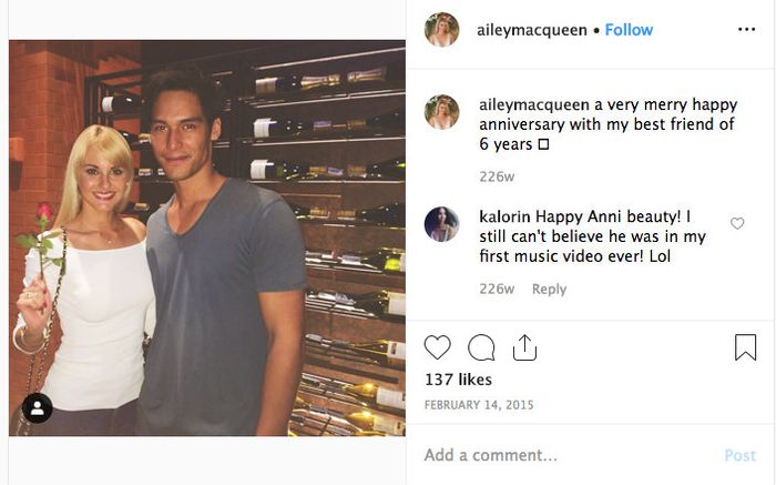 Macqueen bersama Richard Kyle saat merayakan anniversary ke-6
instagram.com/aileymacqueen/