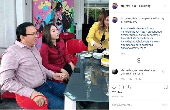 Tangan Ahok tanpa cincin jadi sorotan