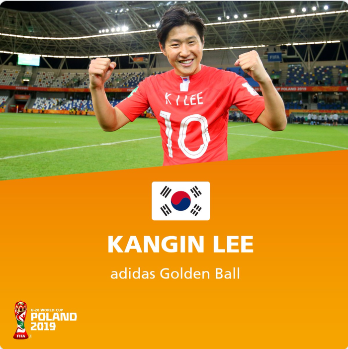 Lee Kang-in (Korea Selatan), terpilih sebagai Pemain Terbaik Piala Dunia U-20 2019.