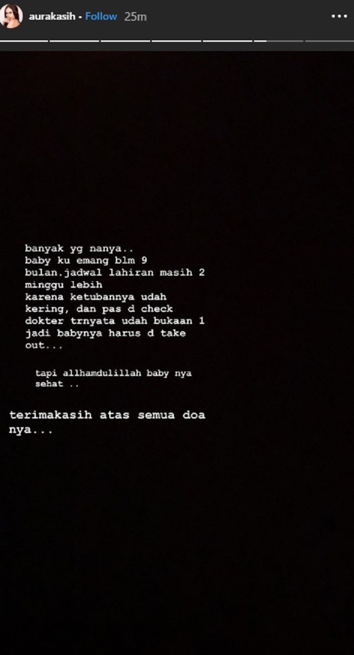 Aura Kasih melahirkan saat kurang dari 2 minggu HPL
