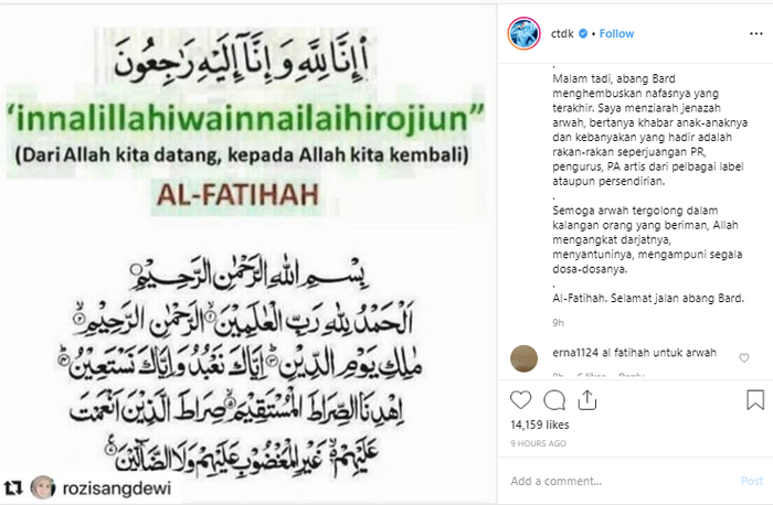 Siti Nurhaliza mengumumkan kabar duka