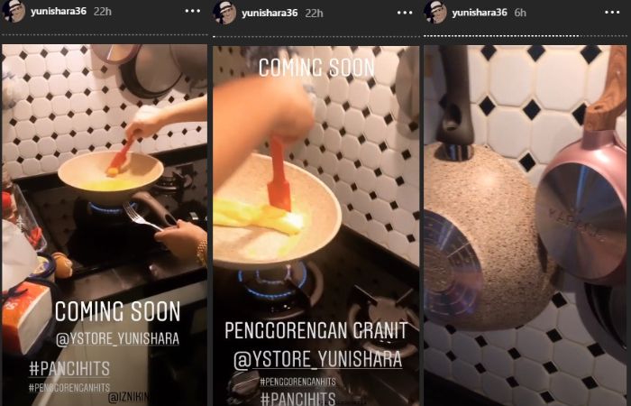 Video Yuni Shara menjelaskan panci yang akan ia produksi tahan lengket.