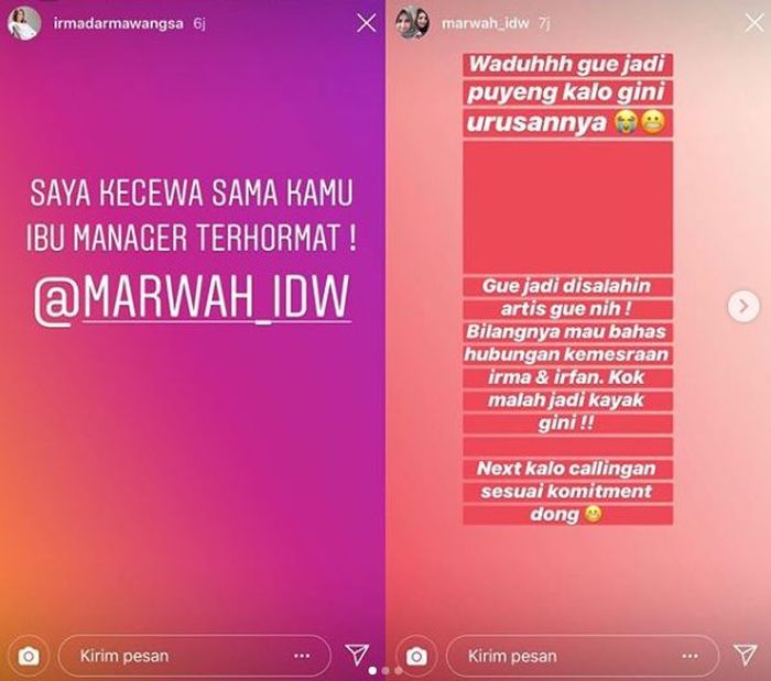 Irma Darmawangsa meluapkan kekecewaannya pada sang manajer
