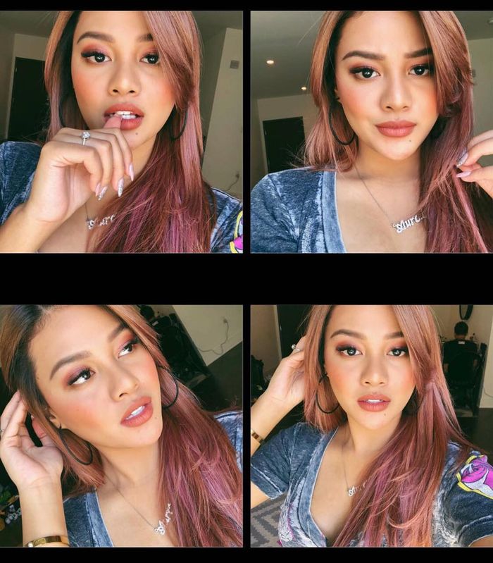 Aurel tampil cetar dengan warna rambut pink