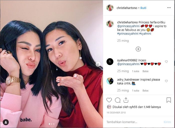 Christie Hartono hobi bernyanyi dan ingin menjadi seperti Syahrini.
