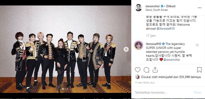 Ucapan selamat dari Siwon untuk Rossa.