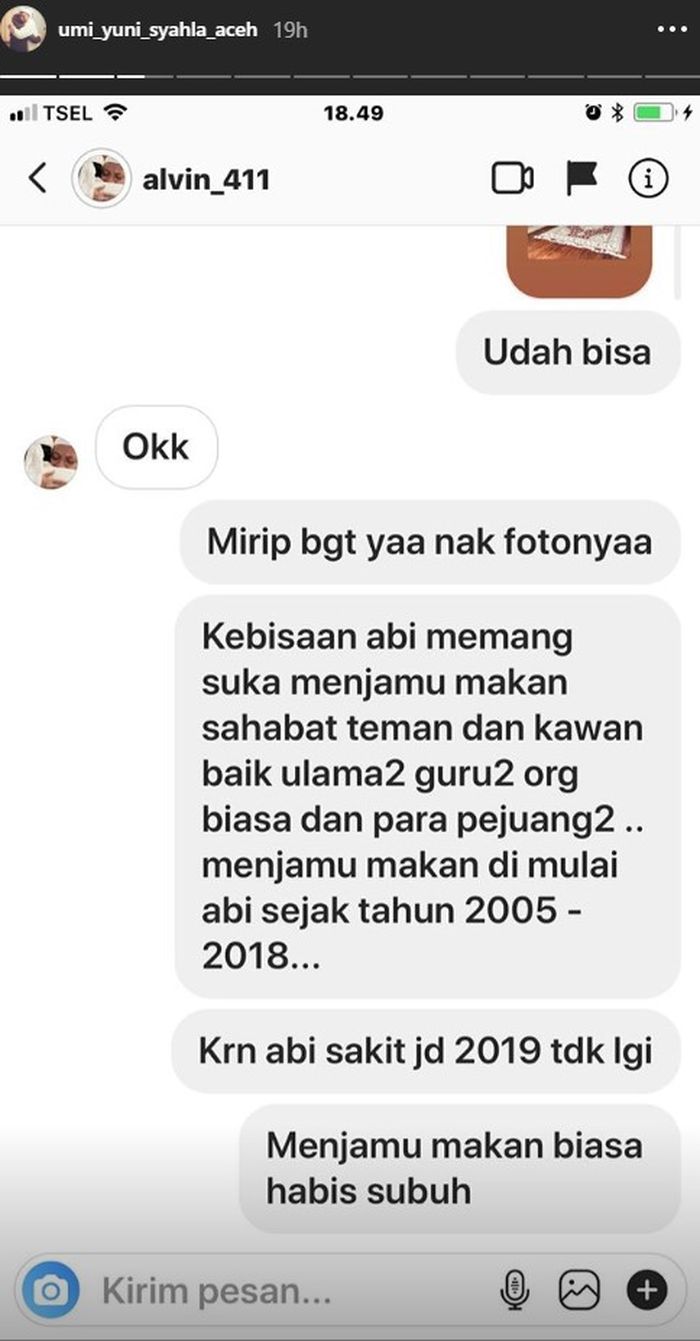 Chat putra dan istri mendiang Ustadz Arifin Ilham