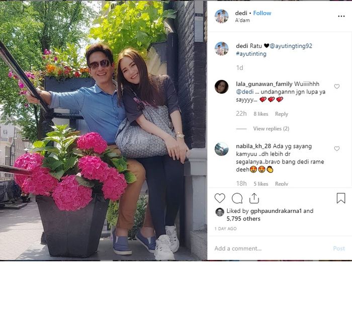 Ayu Ting Ting dan Dedi berfoto mesra seperti pasangan kekasih