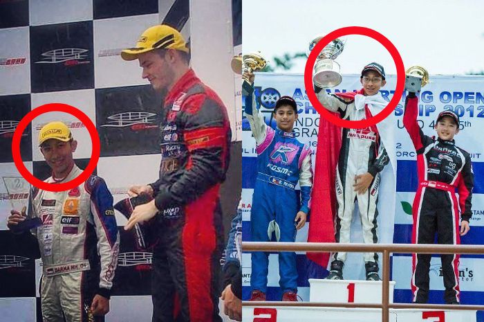 Foto Darma Mangkuluhur Hutomo saat memenangkan balapan