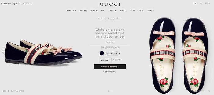 Gucci - Children's patent leather ballet flat with Gucci stripe
