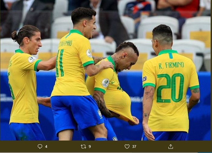 Pemain timnas Brasil dalam Laga Copa America 2019