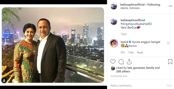 Penampilan Bella Saphira dan suami saat peringati ulang tahun Jakarta