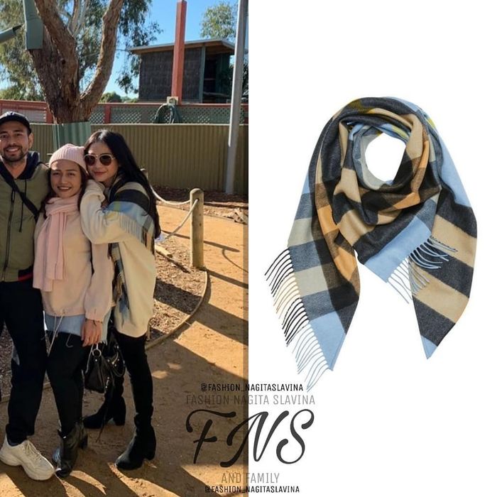 Syal mewah Nagita Slavina - Bandana in Check Cashmere