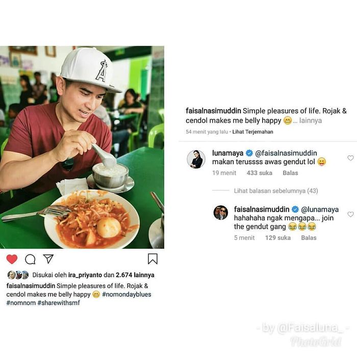 Luna Maya dan Faisal Nasimuddin berbalas komentar di media sosial