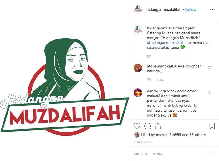 Muzdalifah mengganti nama bisnis catering miliknya