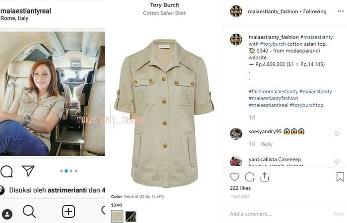 Harga baju safari Maia Estianty.