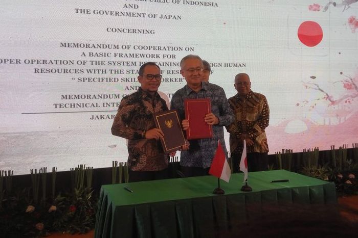 Perjanjian kerja sama antara Pemerintah Indonesia dan Jepang di Jakarta, Selasa (25/6/2019)