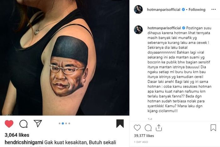 Unggahan Hotman Paris yang diduga sebagai awal saling sindir dirinya dengan Galih Ginanjar.