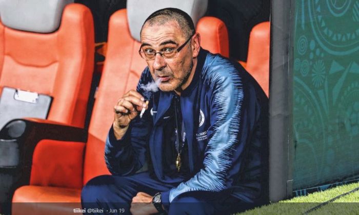 Pelatih Juventus, Maurizio Sarri, saat menangani Chelsea.