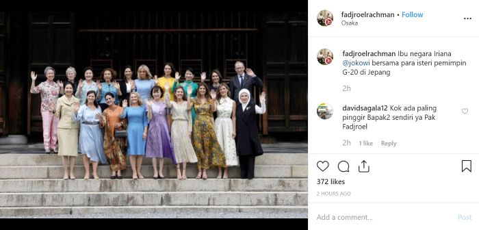 Foto Bareng Istri Pemimpin G20 di Osaka, Iriana Jokowi Tampil Beda hingga Curi Perhatian Netizen | dok. Instagram @fadjroelrachman