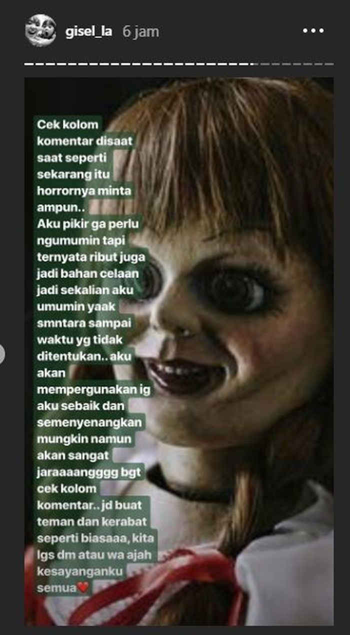 Gisella Anastasia mencurahkan perasaan hatinya kini.