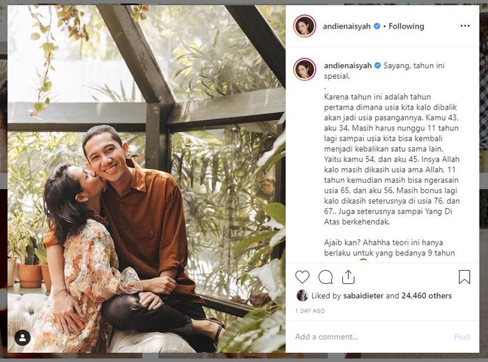 Tangkap layar Instagram @andienaisyah