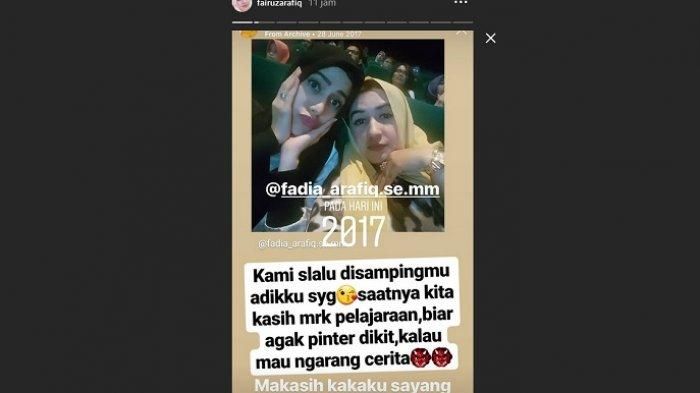 Screenshot Instagram stories Fairuz perihal unggahan sang kakak untuk Galih Ginanjar