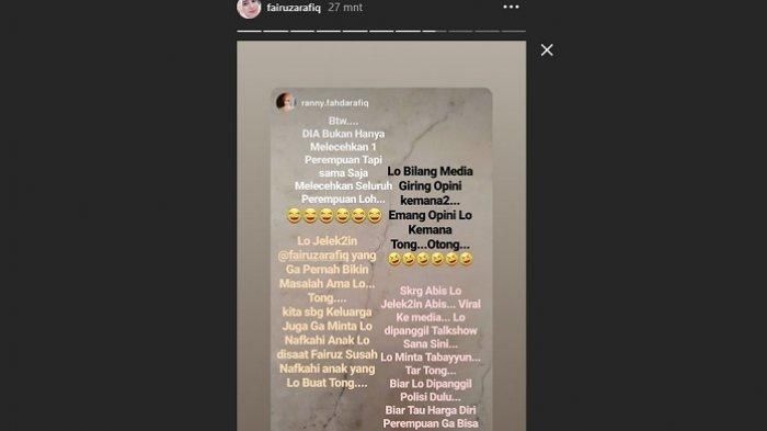 Unggahan Stories Fairuz A Rafiq (Instagram @fairuzarafiq)