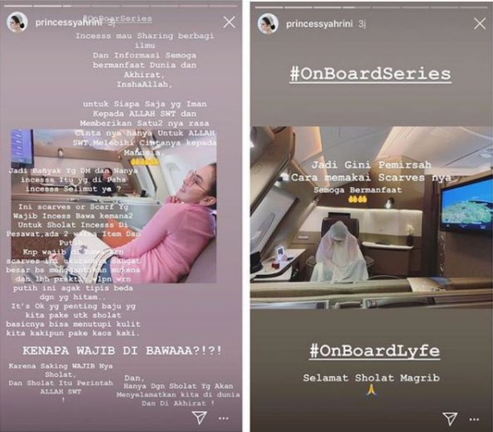 Syahrini selalu membawa scarf yang digunakan untuk beribadah
