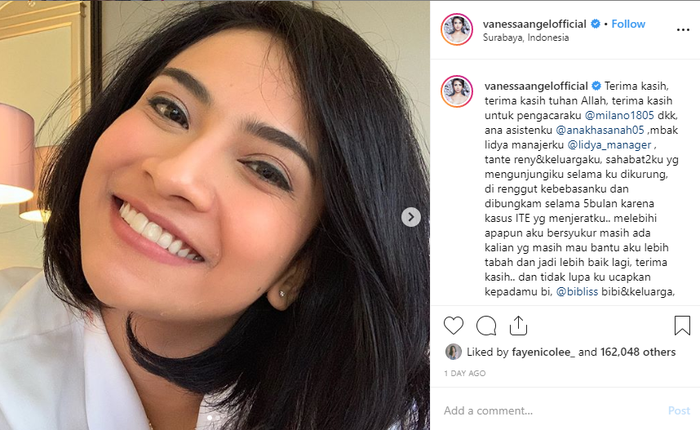 Ungkapan Haru Vanessa Angel