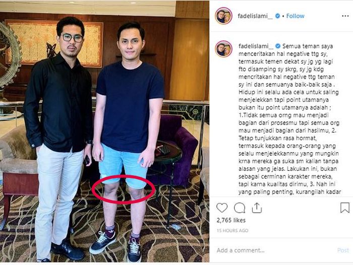 Postingan terbaru Fadel Islami yang berisi kalimat motivasi.