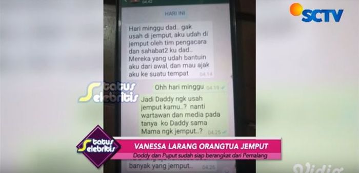 pesan WahatsApp Vanessa Angel kepada ayahnya, Doddy Sudrajat