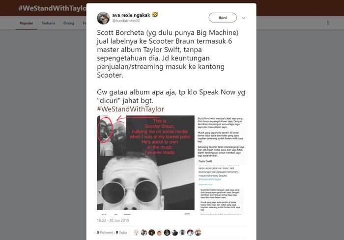 Dukungan para penggemar untuk Taylor Swift.