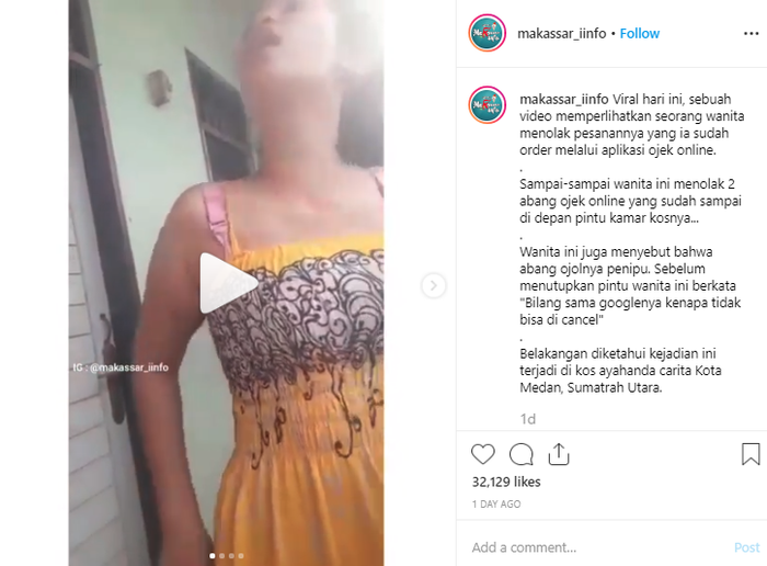 Video ulang wanita tak mau bayar pesanan Go Food.