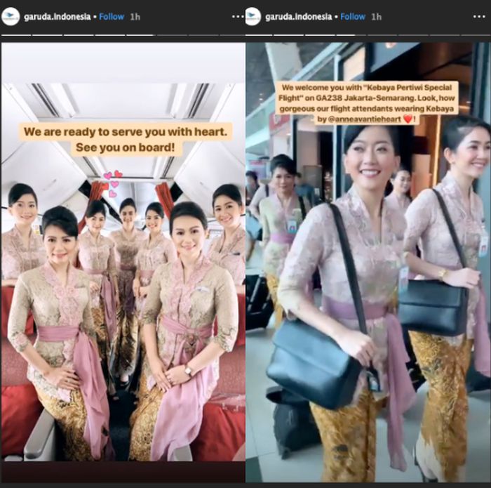Peluncuran perdana Kebaya Pertiwi, seragam para pramugari Indonesia di penerbangan rute Jakarta-Semarang pada 3 Juli 2019