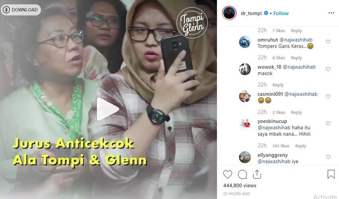 balasan Yusuf di komentar instagram Tompi.